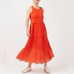 NWT J.Crew tiered knit maxi dress with eyelet trim size XS